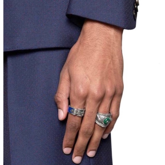 New Authentic Gucci GG Malachite Snake Ring - Picture 2 of 10